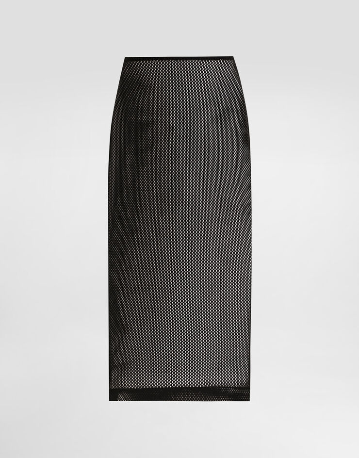 Dolce & Gabbana تنورة قلم رصاص شبكية أسود F4CT6TFLREP
