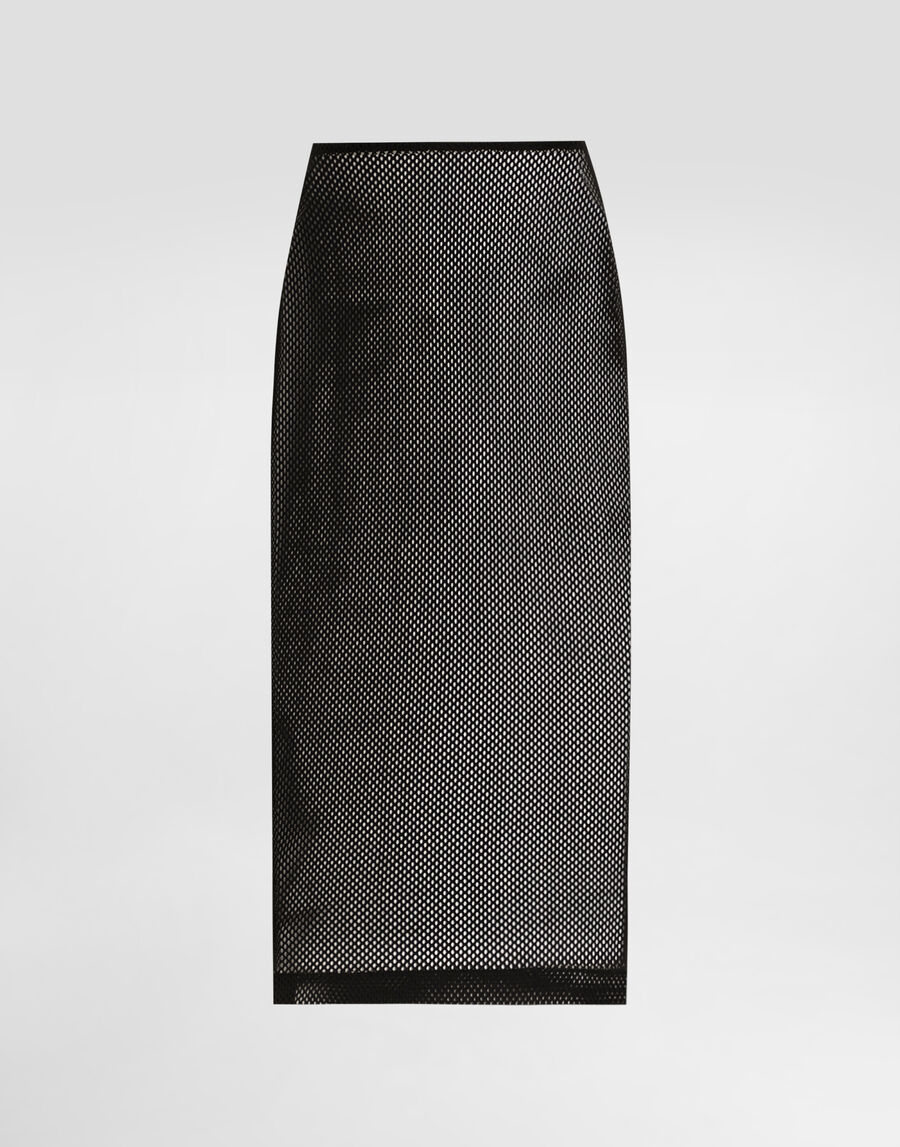 Mesh calf-length skirt