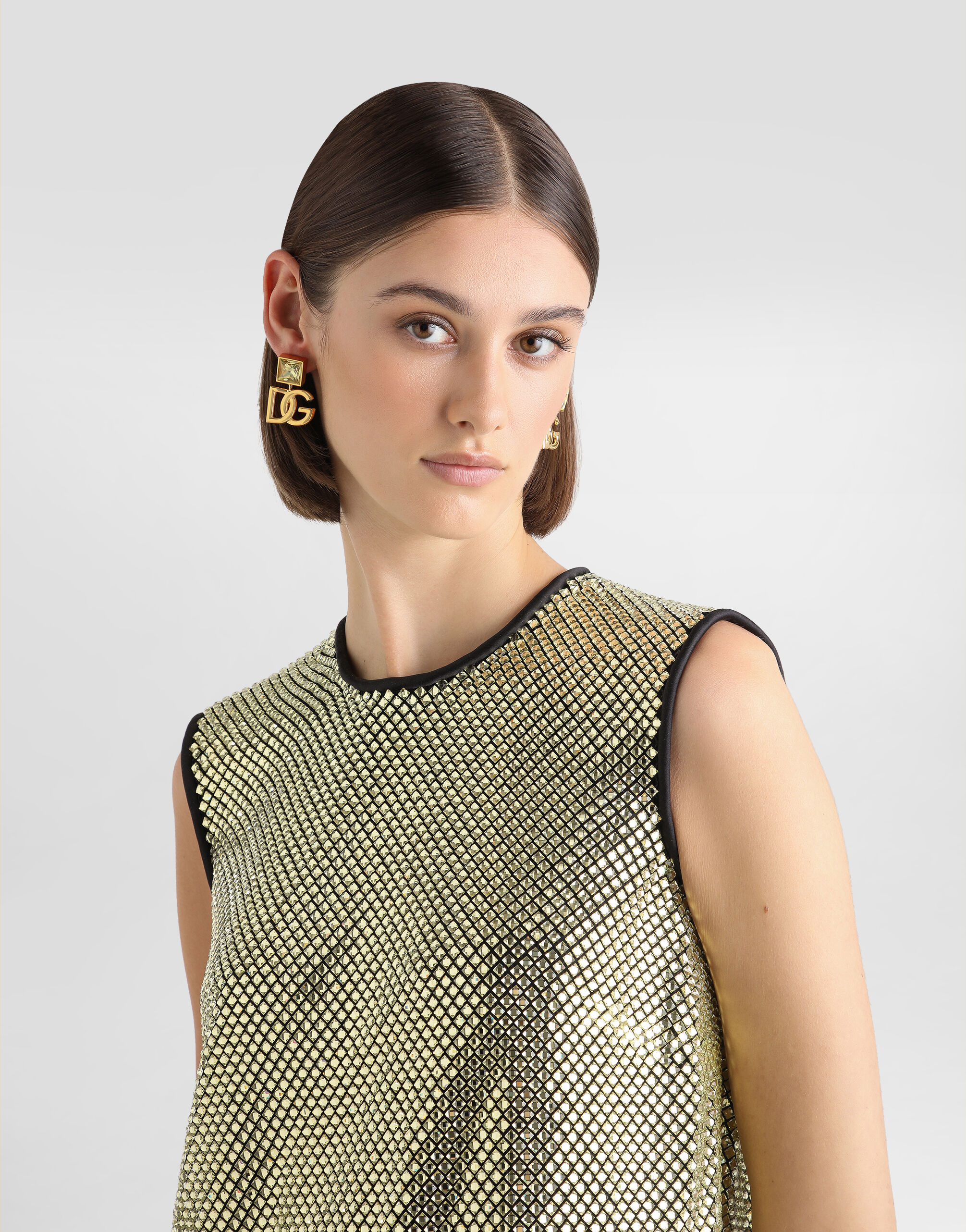 Earrings with DG logo and rhinestones in Gold for Women