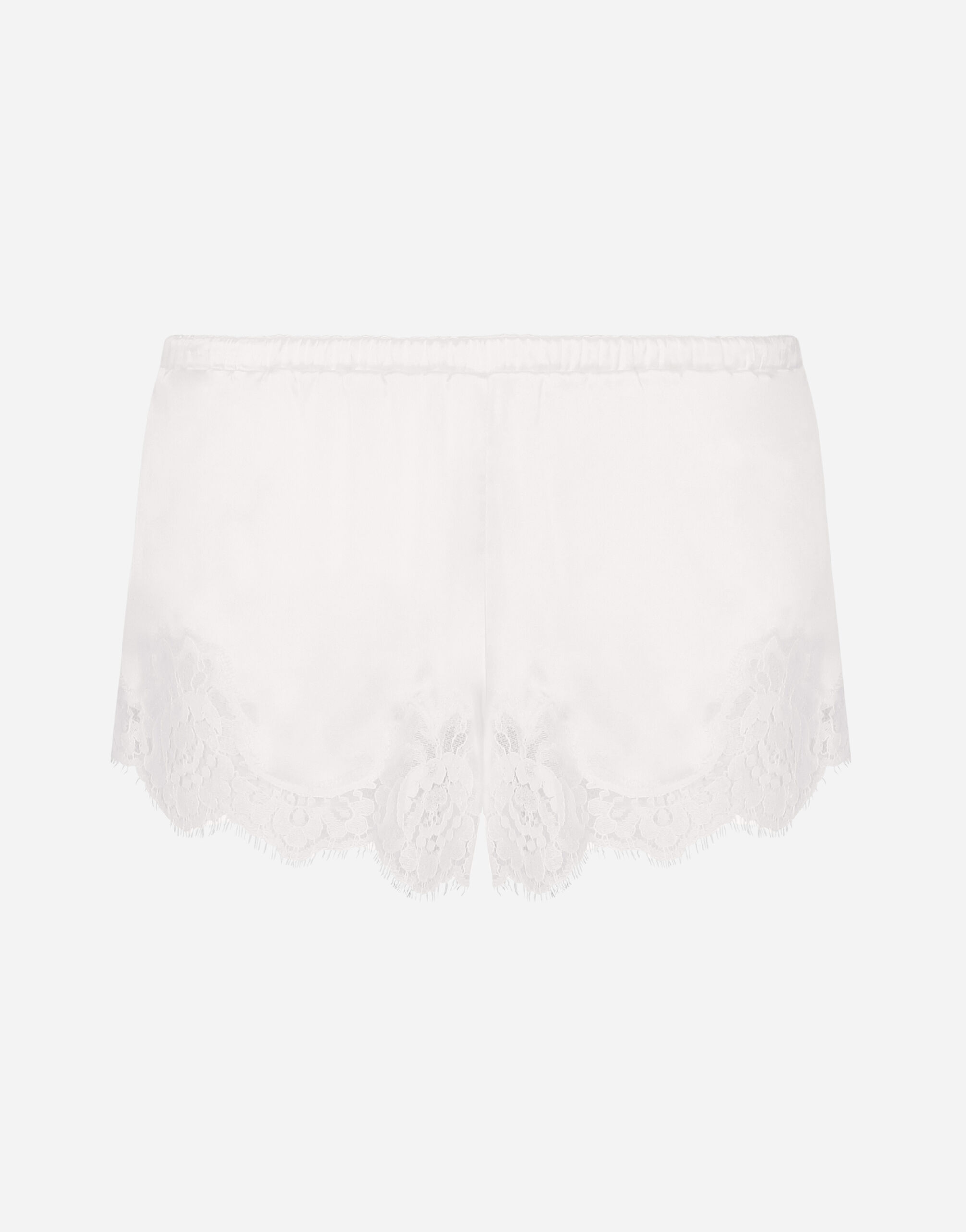 Dolce & Gabbana Shorts in satin with lace Silver O2E28TFUGRA