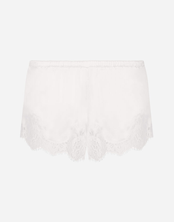 Dolce & Gabbana Pantalones cortos de raso y con encaje Blanco O3A02TFUAD8