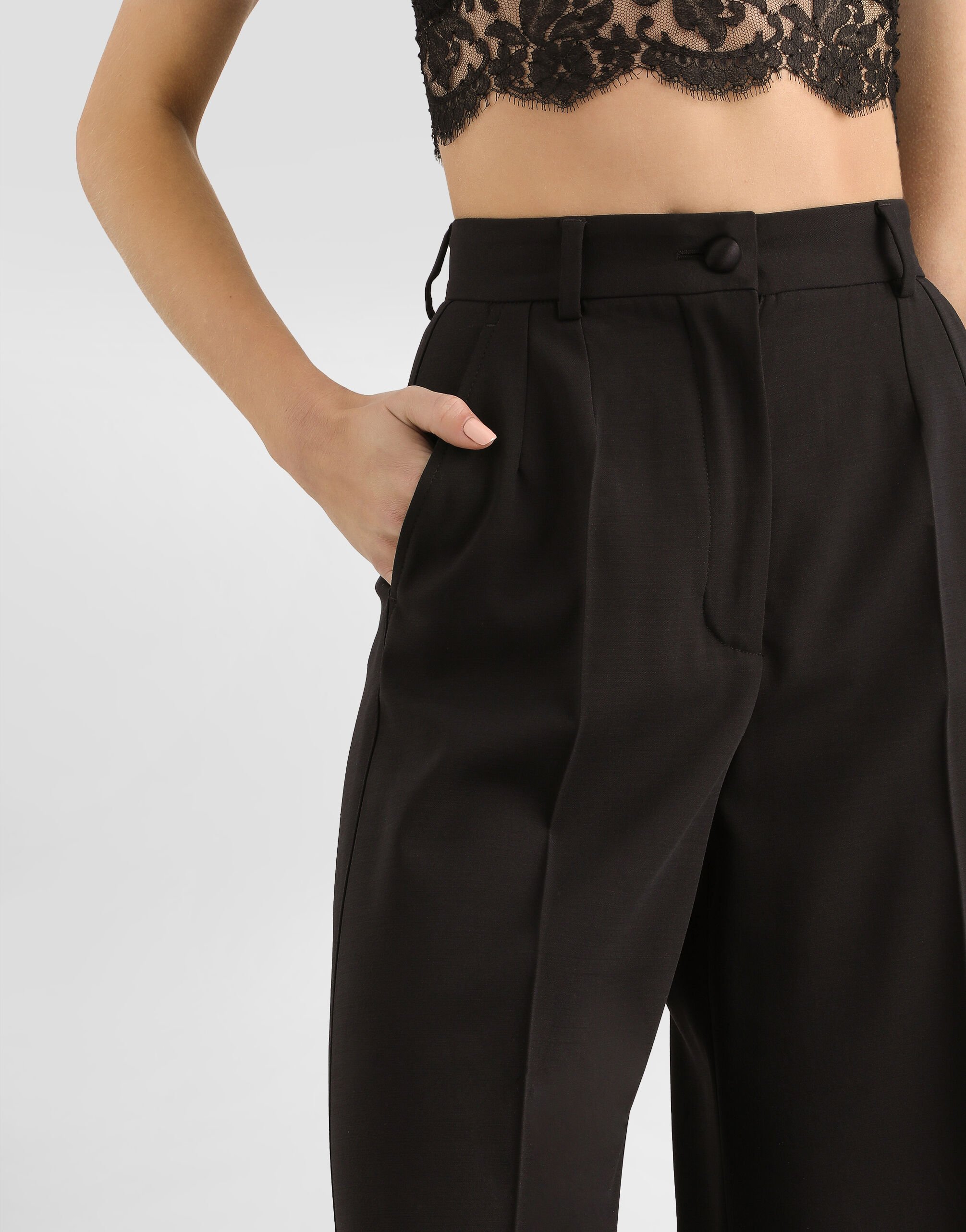 Flared woolen pants in Black for Women | Dolce&Gabbana® US