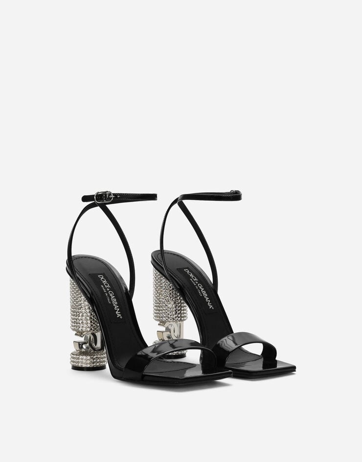 Dolce&Gabbana Sandalia en piel de becerro brillante Negro CR1437AP324