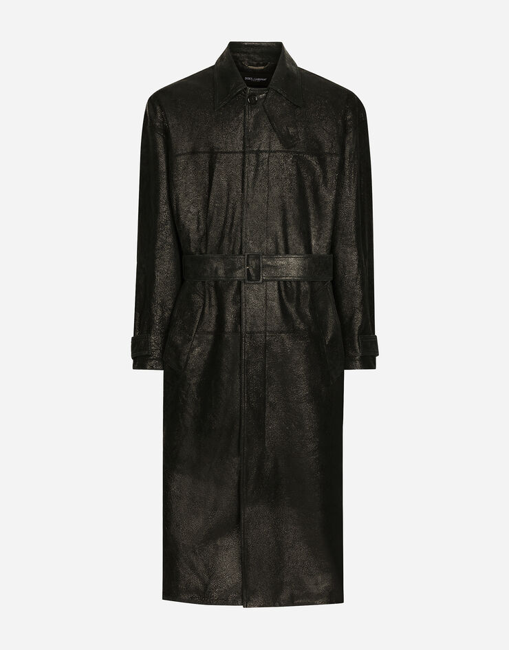 Dolce & Gabbana معطف ترنش جلدي بحزام أسود G048ELHULVR