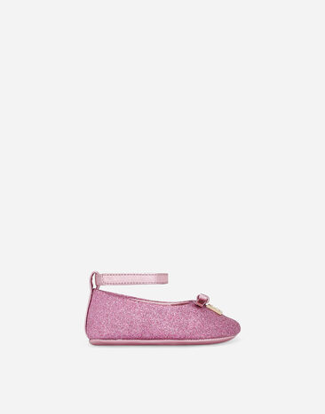 Dolce & Gabbana Glittery fabric ballet flats with bow and DG logo Multicolor DK0148A9345