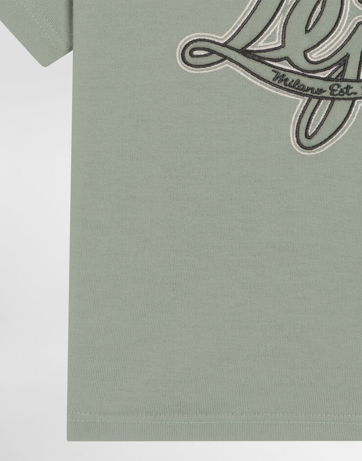 Dolce & Gabbana Jersey t-shirt with DG embroidery Green L1JTEYG7PRR