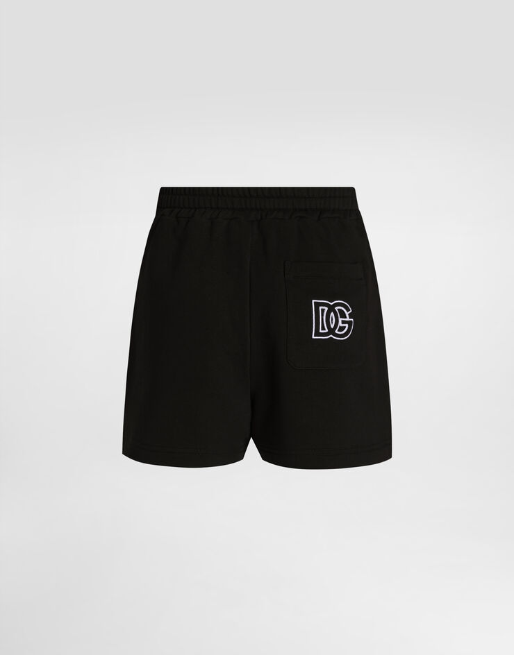 Dolce & Gabbana Fleece shorts with DG embroidery Black FTC90ZGDC9Z