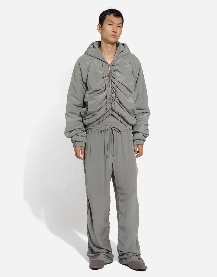 Dolce & Gabbana Silk jogging pants with gathered detailing Grey GP06PTFU1UQ