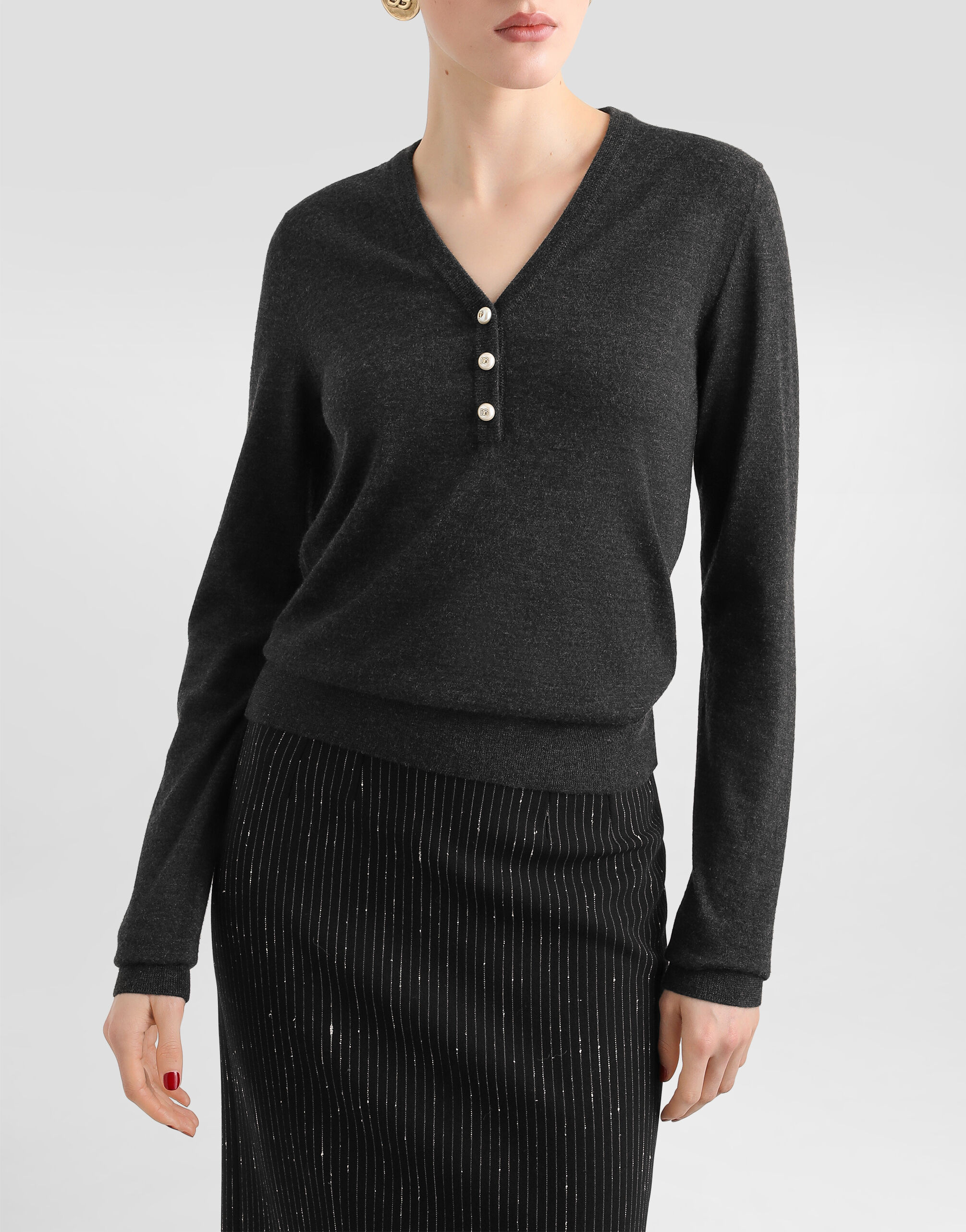 Cashmere pullover in Grey for Women | Dolce&Gabbana®