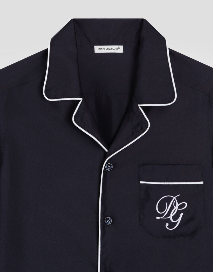 Dolce & Gabbana Twill shirt with DG embroidery Blue L43S72G7P2D
