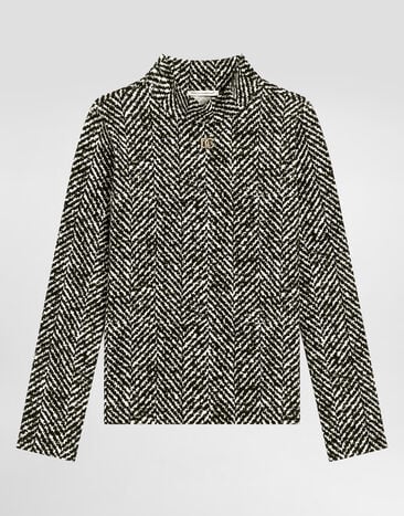 Dolce & Gabbana Interlock turtleneck with chevron print Multicolor L5JTLEFSGDZ