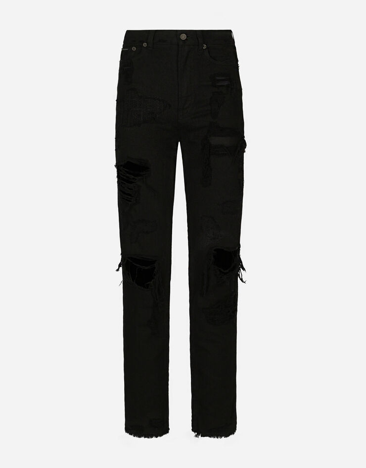Dolce & Gabbana Boyfriend jeans with rips Black FTB4JDG902K