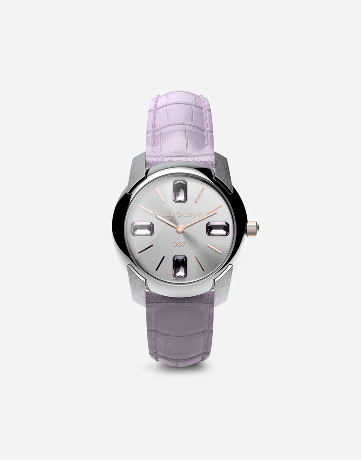 Dolce & Gabbana Uhr mit armband aus alligatorleder MAUVE WWRE2SXSD0A