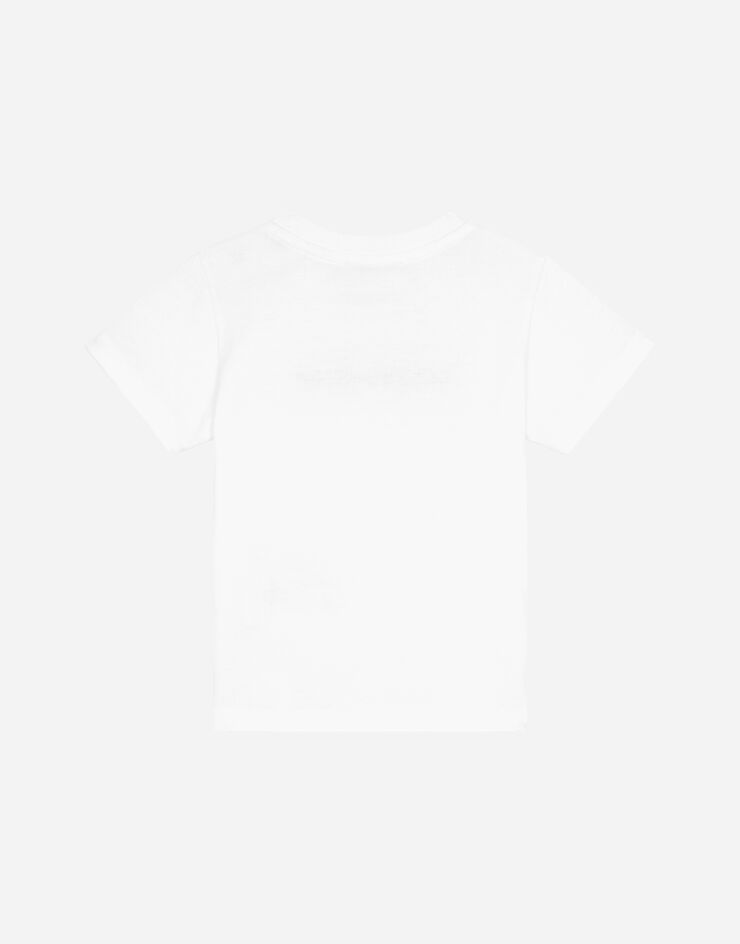 Dolce & Gabbana T-shirt in jersey con ricamo logo Bianco L1JT7WG7STN