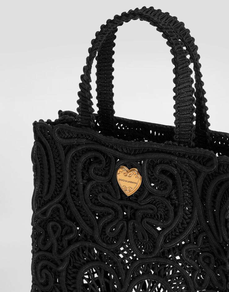 Dolce&Gabbana Shopper pequeño con bordado cordonetto Negro BB6926AW717