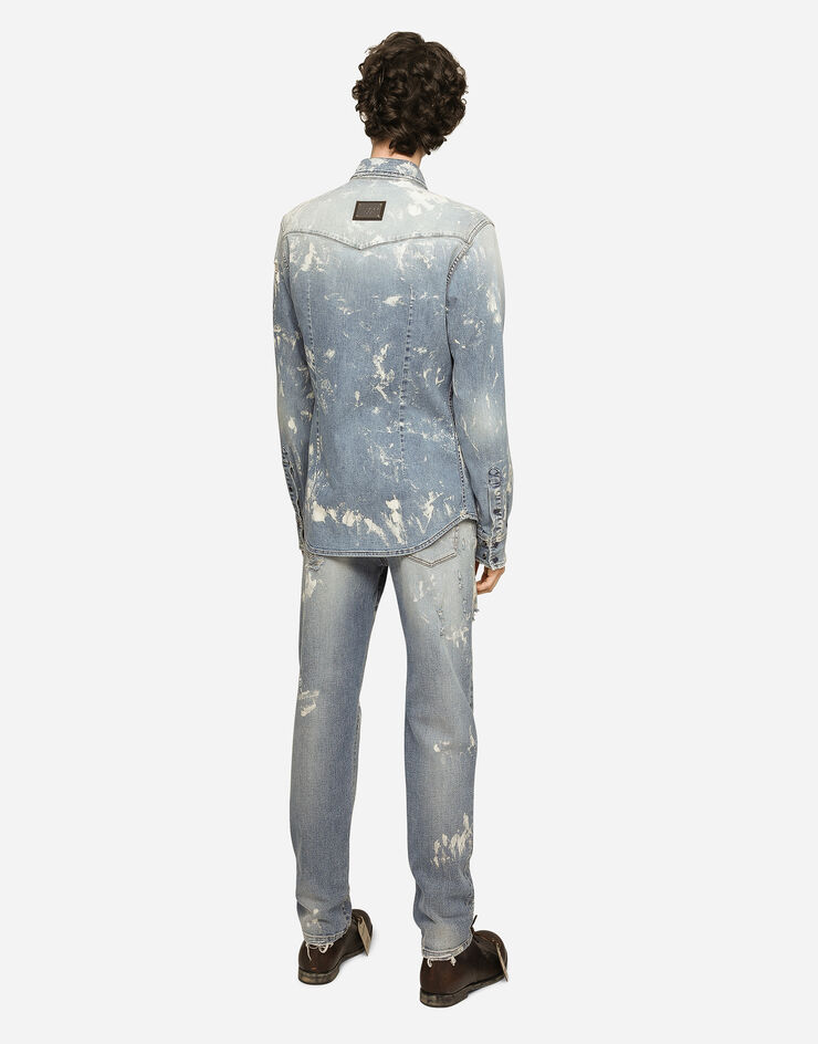 Dolce&Gabbana Camicia jeans stretch bleached lavato Multicolore G5JC8DG8JH0