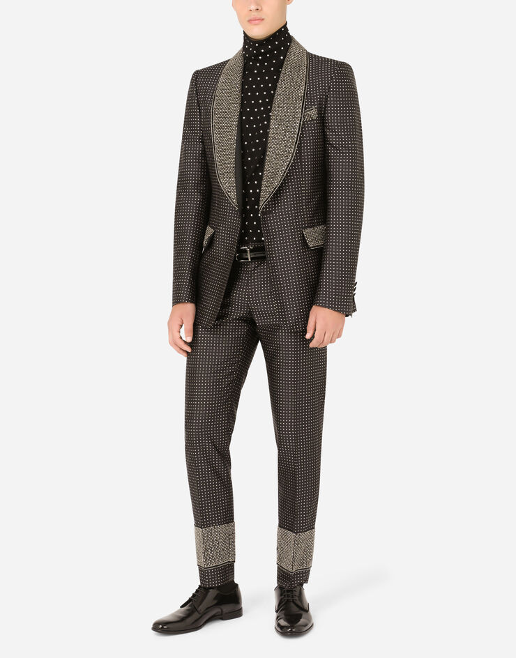 Dolce & Gabbana Three-piece jacquard Casinò-fit suit with rhinestones Multicolor GK9TMZFJ1HJ