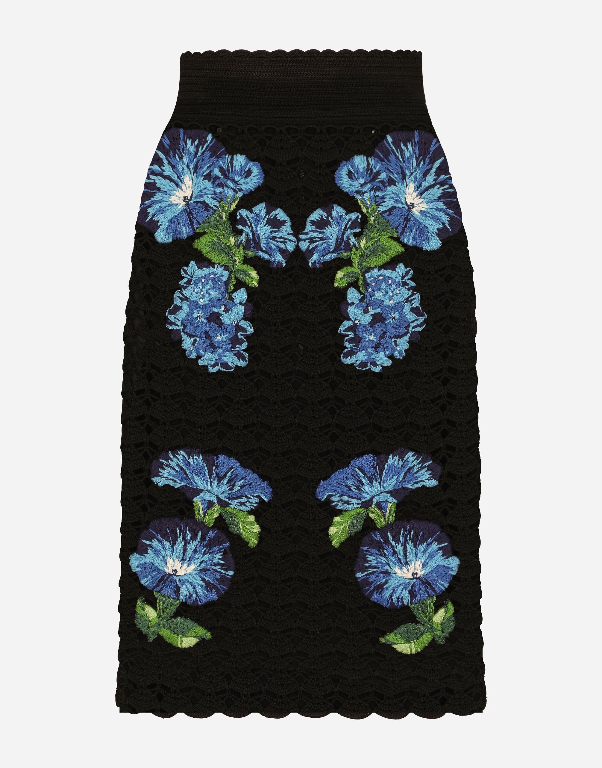 Dolce & Gabbana Crochet skirt with bluebell print Crystal WEQ2D6W1111