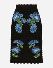 Dolce & Gabbana Crochet skirt with bluebell print Print F4CS6THS5Q0
