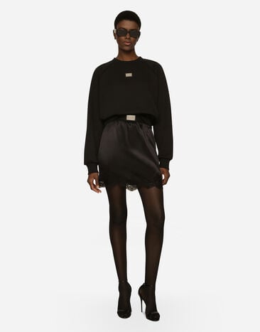 Dolce&Gabbana Sweat-shirt en jersey technique avec plaquette Dolce&Gabbana Noir F9R25THU7H9