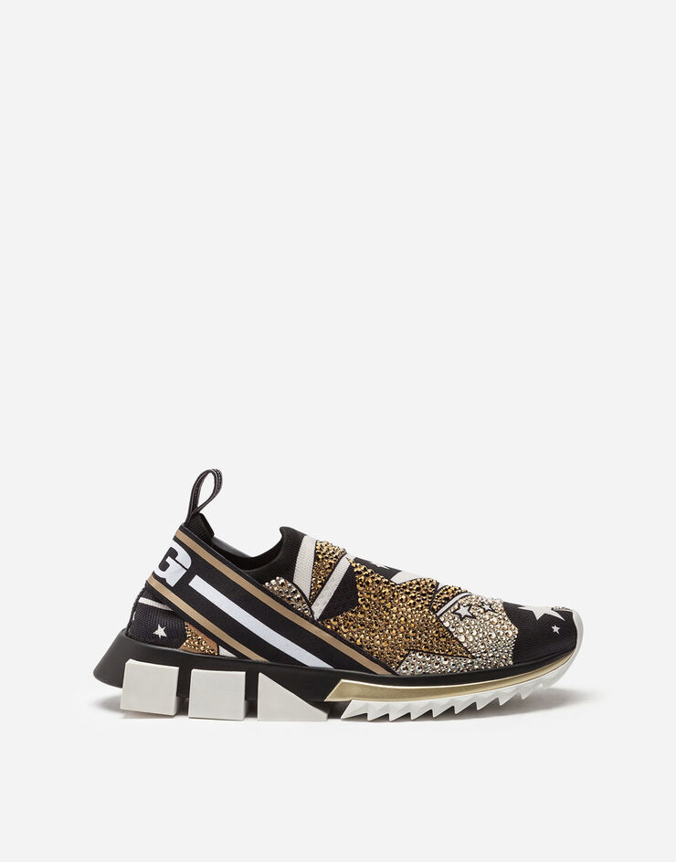 Dolce & Gabbana COMET PRINT SORRENTO SNEAKERS IN STRETCH KNIT FABRIC WITH MINI RHINESTONES MULTICOLOR CS1713AJ606