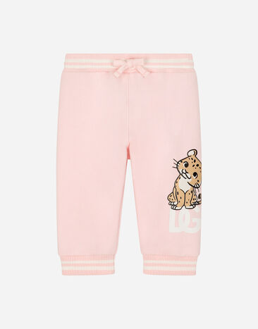 Dolce & Gabbana Jersey jogging pants with DG logo and leopard Azure L13Q60FR50R