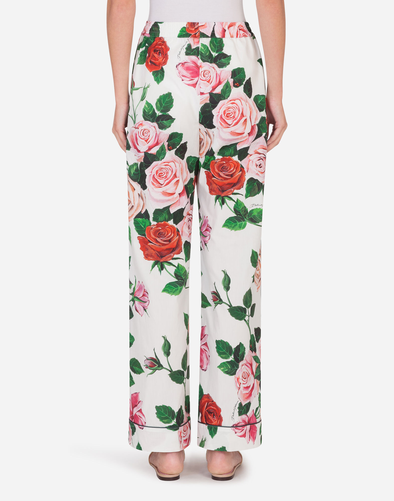 【関税＆送料込み】Dolce & Gabbana Rose Print Pajama Pants Satin pajama pants with rose print in Print for Women