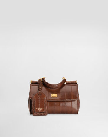 Dolce & Gabbana Bolso de mano My Sicily mini en piel de anguila Marrón BB7864B8291