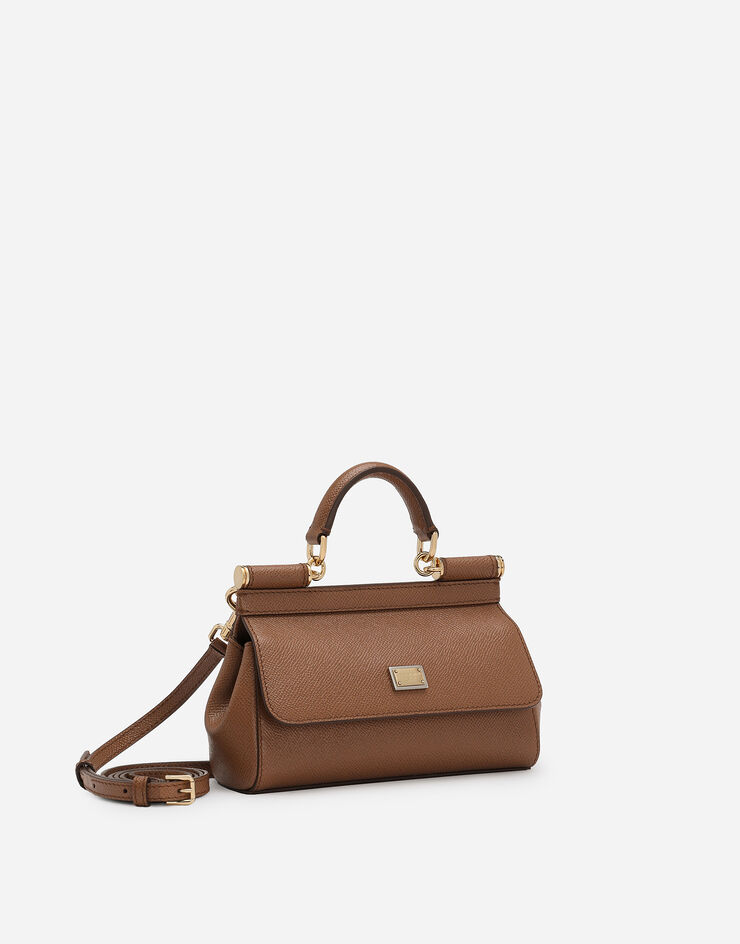 Dolce & Gabbana Mini Sicily handbag in dauphine calfskin Brown BB7116B1001