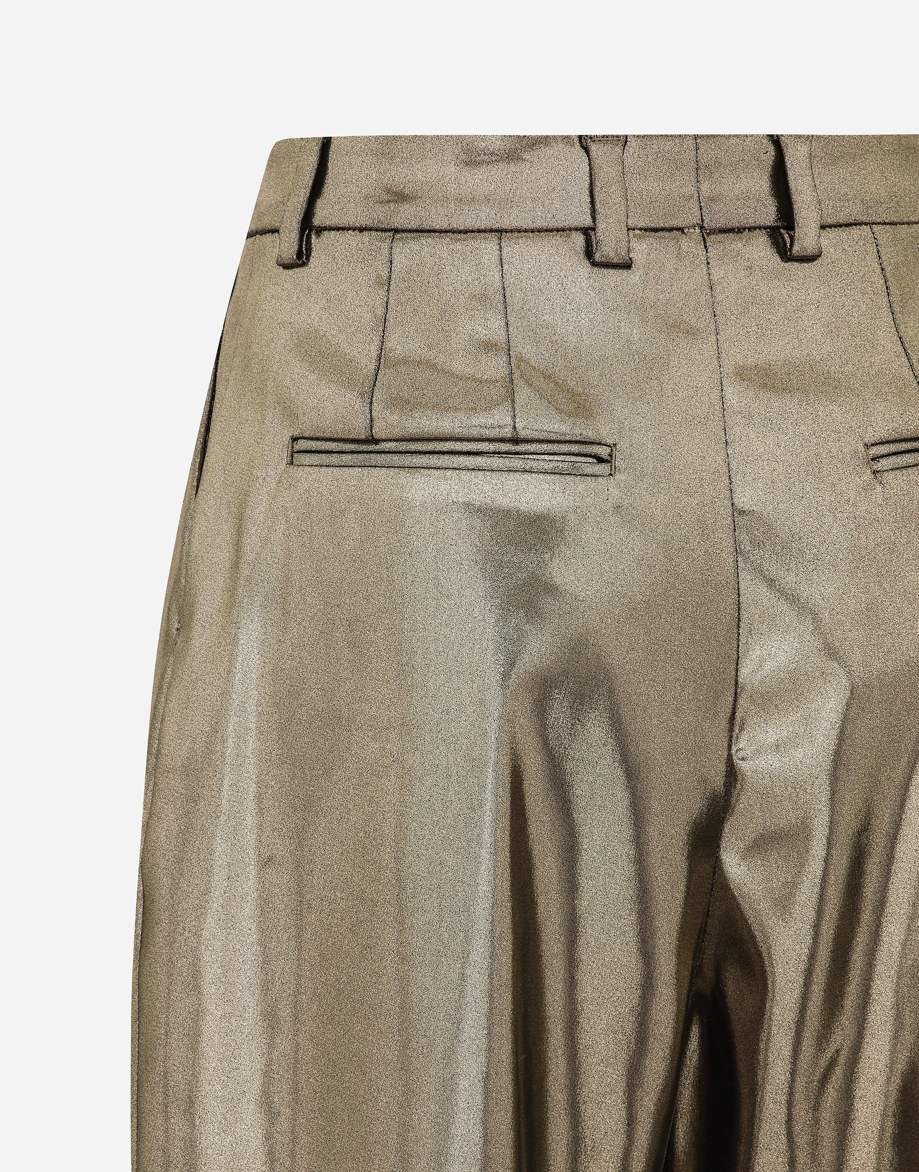 Foiled stretch satin pants in Gold for Women | Dolce&Gabbana® US