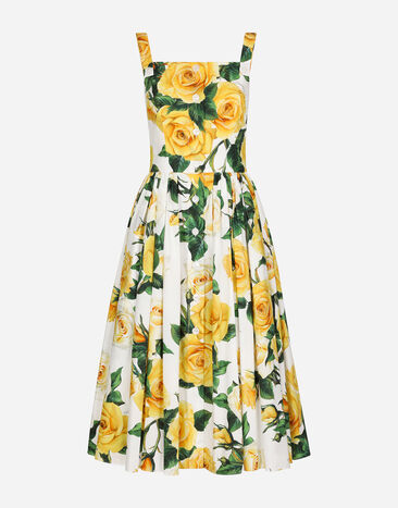 Dolce & Gabbana Cotton sundress with yellow rose print Print L55S67G7EY3