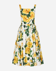 Dolce & Gabbana Cotton sundress with yellow rose print Print F5Q20THS5NK