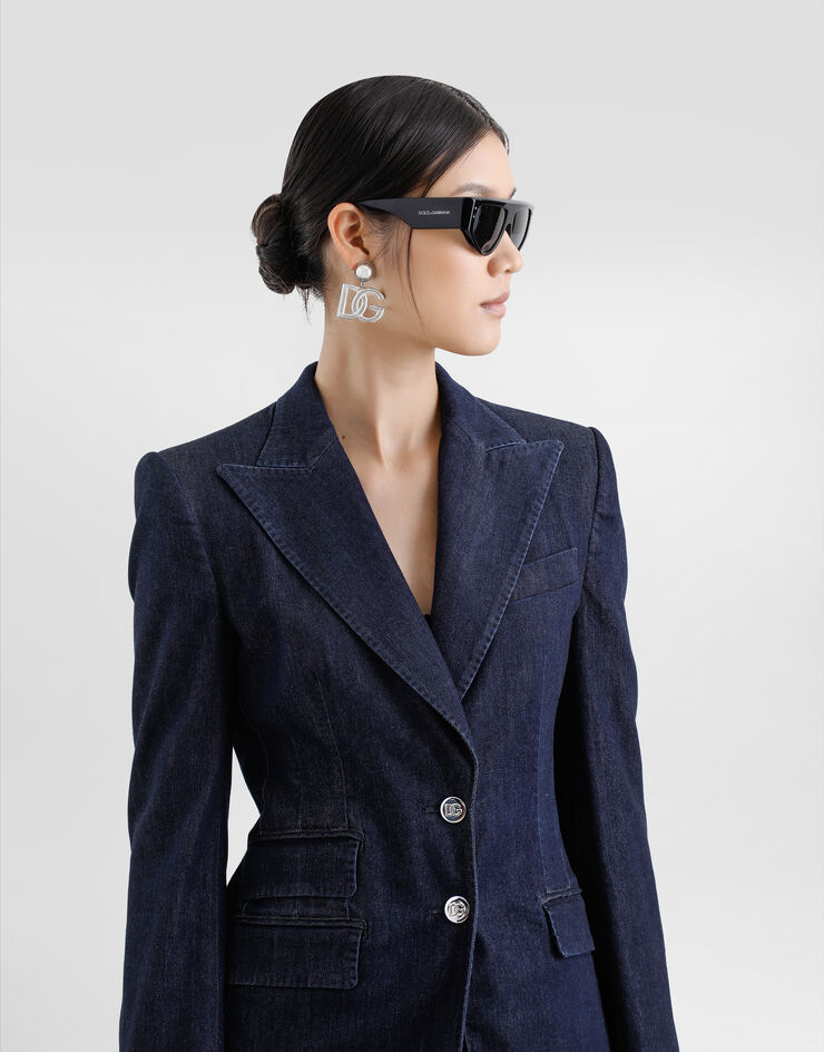 Dolce & Gabbana Chaqueta Turlington de denim y seda con botonadura sencilla  Multicolor F29Z8DG8MR3
