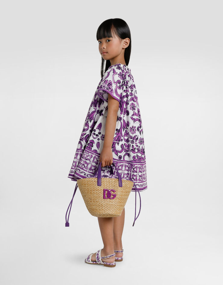 Dolce & Gabbana 马约利卡印花府绸短袖连衣裙 Multicolor L54DH4FI5LT