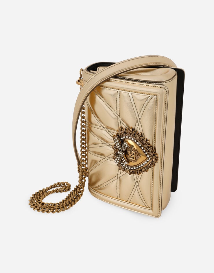 Dolce & Gabbana Devotion 中号绗缝纳帕皮革手袋 金 BB7158AD776