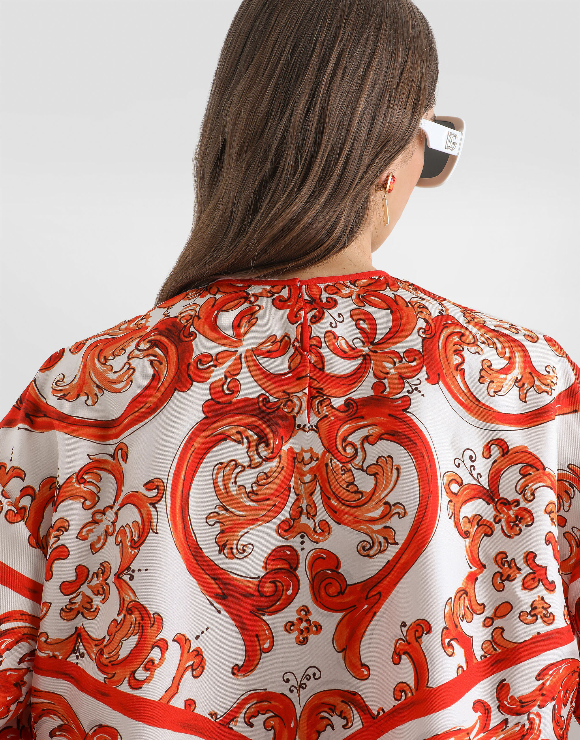Multicolorのウィメンズ マヨリカプリント シルク トップ | Dolce&Gabbana®
