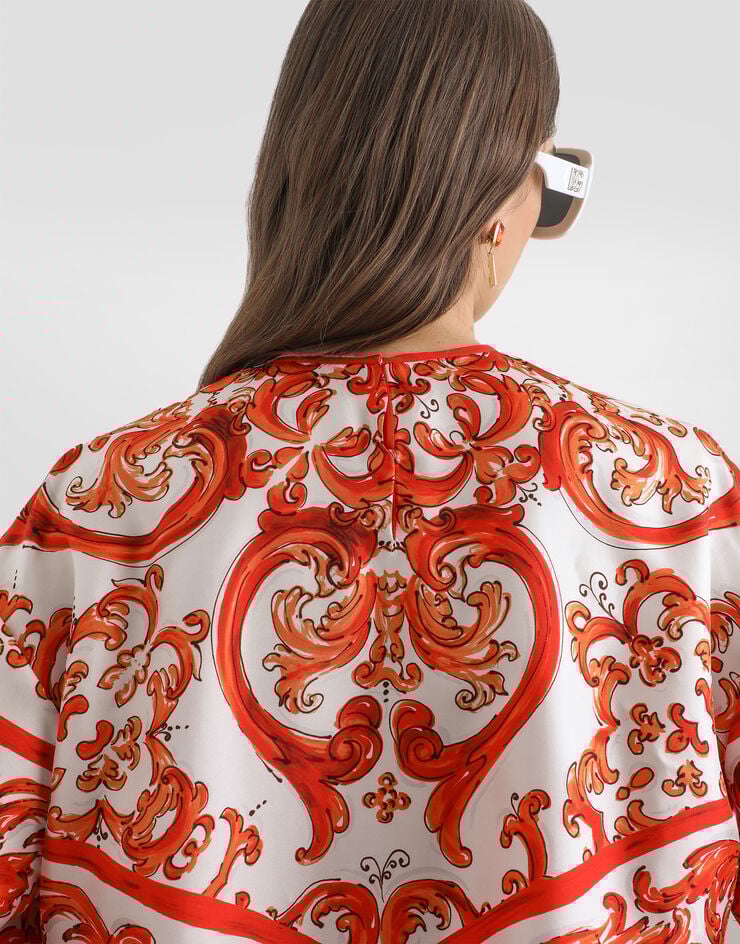 Dolce & Gabbana Majolica-print silk top Multicolor F7BQ8TGDDRE