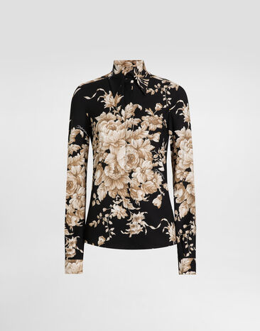 Dolce & Gabbana Rose-print charmeuse shirt Print F5R64TFSA7Y