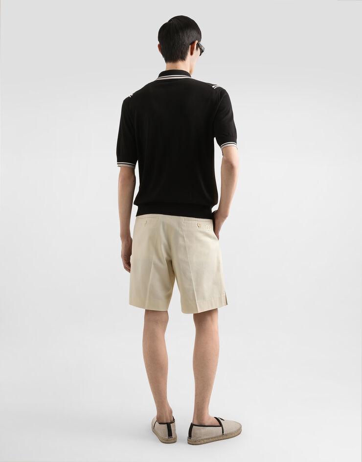 Dolce & Gabbana Satin silk polo shirt with inlay Multicolor GXZ02TJBSLS