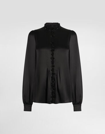 Dolce & Gabbana Haut en satin de soie Noir F7BA6ZFU1AU