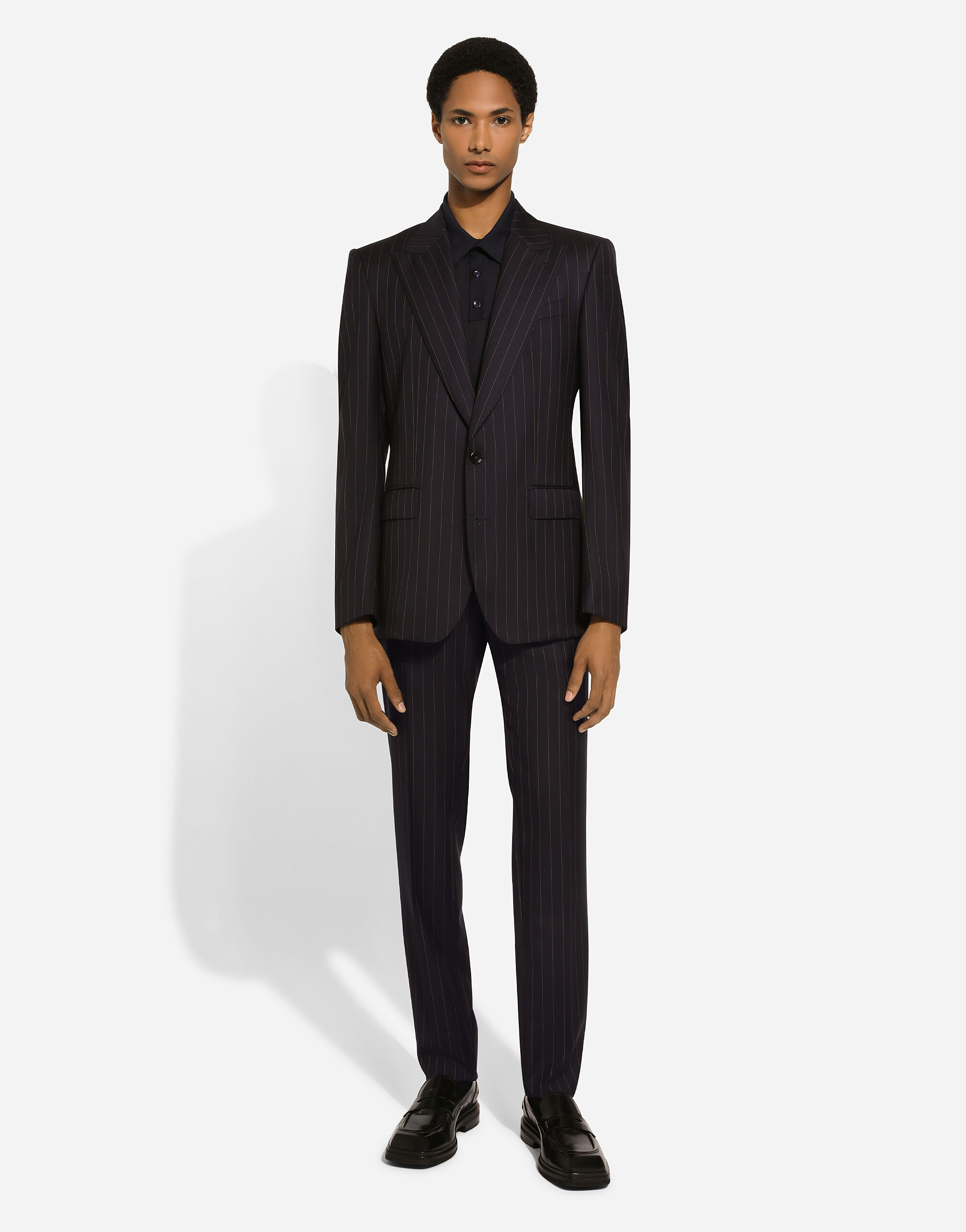 Single-breasted pinstripe wool Sicilia-fit jacket in Blue