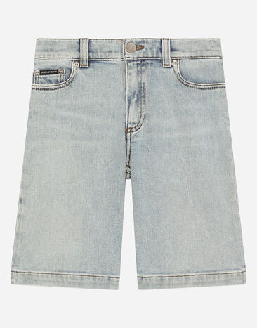 Dolce & Gabbana Bermudas vaqueras de 5 bolsillos con logotipo DG Azul Claro L4KWB2JAWF3