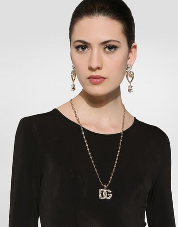 Dolce & Gabbana Necklace with rhinestone-detailed DG logo Gold WNQ6L6W1111