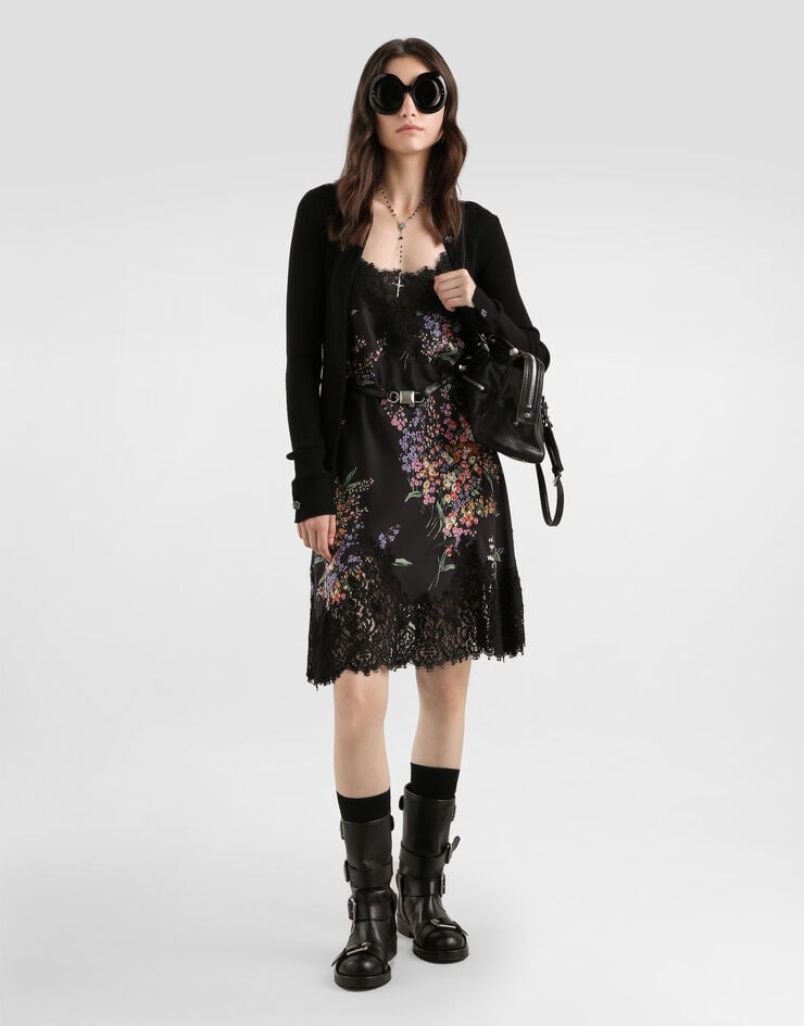Dolce & Gabbana Vestido lencero de habotai con estampado de ramos de flores Dolce & Gabbana Vestido lencero de habotai con estampado de ramos de flores Multicolor F60F7TIS101