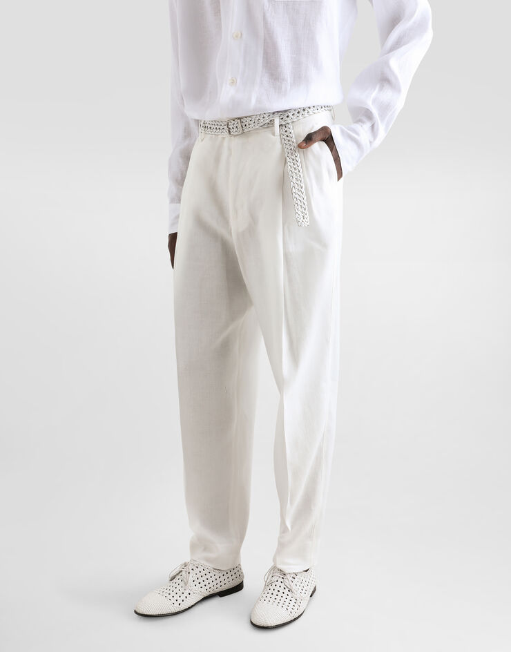 Dolce & Gabbana 亚麻帆布长裤 白 GP114TFU4MC