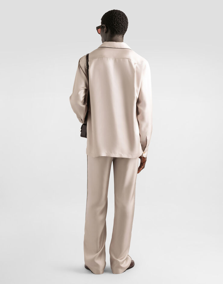 Dolce & Gabbana Vanity silk trousers with embroidery Beige GVRMAZGK252