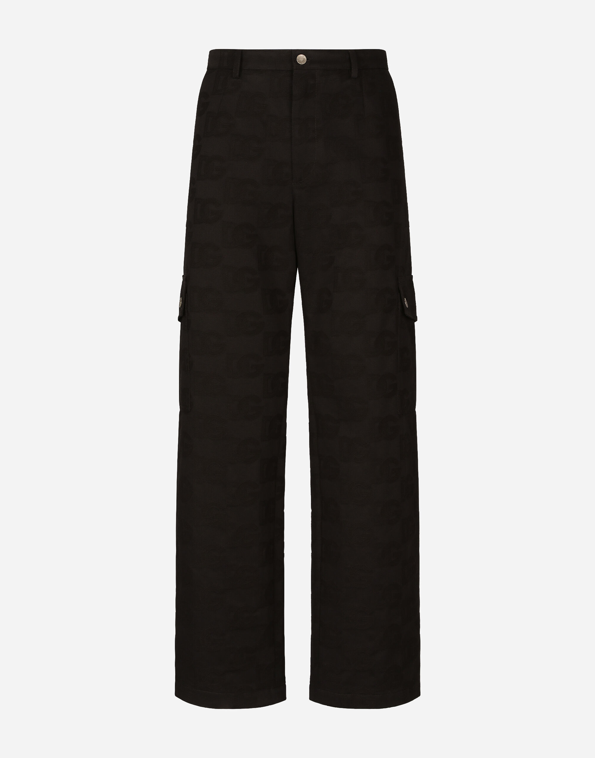 Dolce & Gabbana Cotton cargo pants with jacquard DG logo Black G2PS2THJMOW