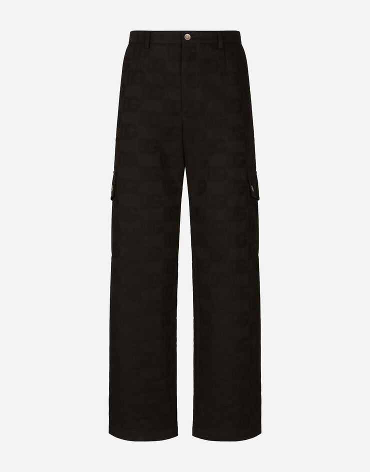 Dolce & Gabbana Cotton cargo pants with jacquard DG logo Black GWVPXTFJ6BR