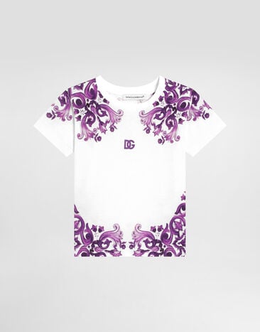 Dolce & Gabbana Majolica-print short-sleeved jersey t-shirt Multicolor L2JTKTII7H3