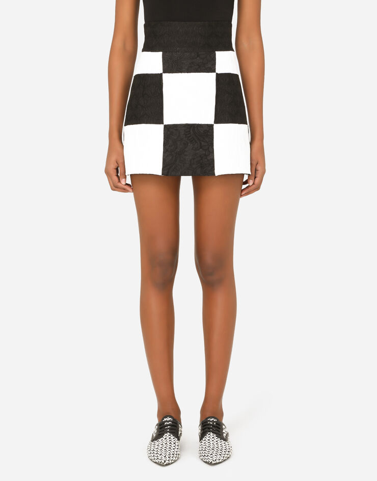Dolce & Gabbana Damier patchwork jacquard miniskirt BLUE F4B1YTGDX76